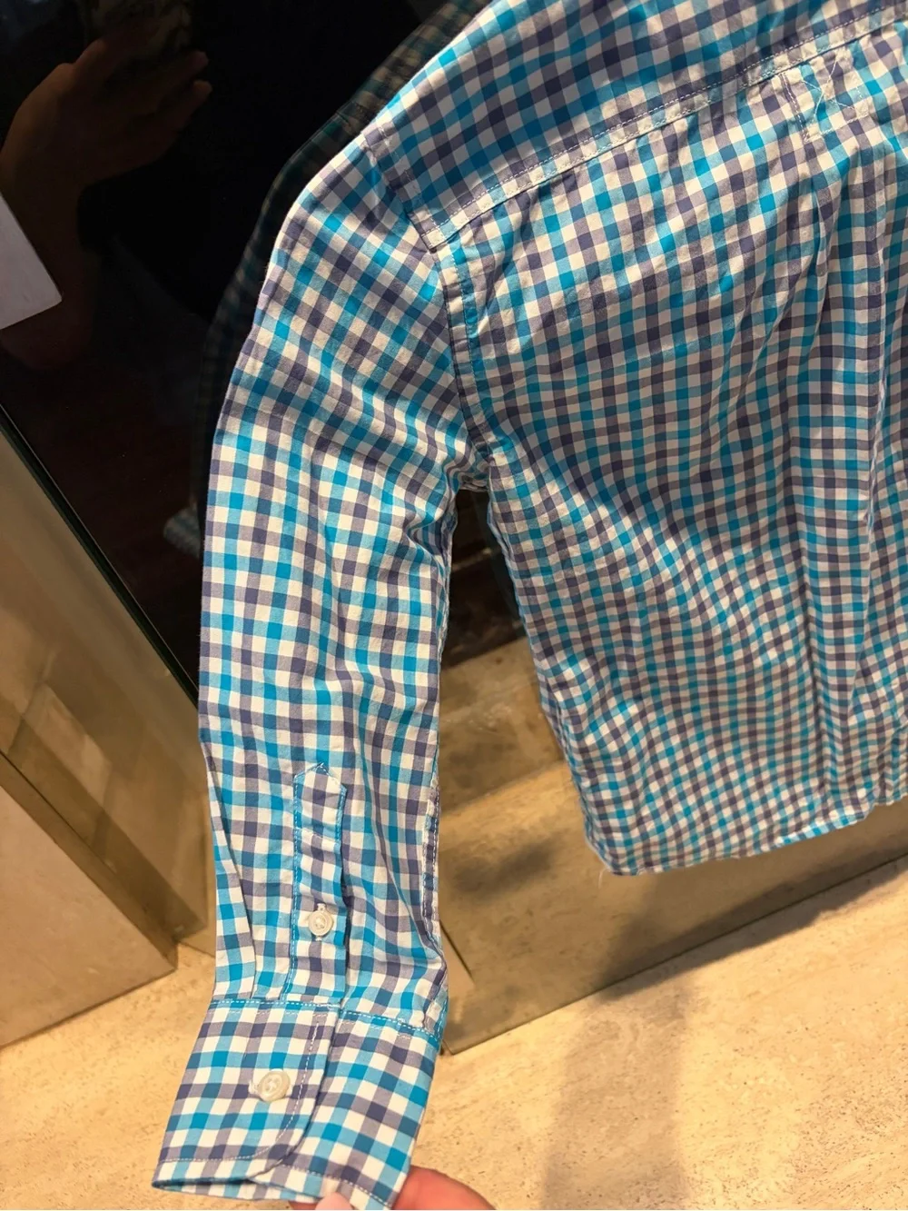 Crew Cuts Teal & White Plaid Button-Down Shirt